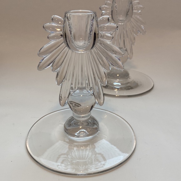 Teardrop Clear by New Martinsville Candle Holders - Picture 2 of 4